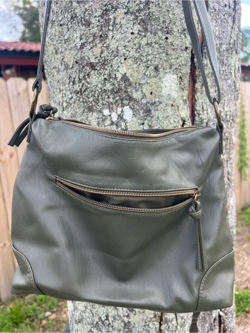 Stone Mountain Accessories Olive Shoulder Bag with Gold Hardware